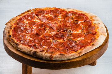 Traditional italian fresh baked pizza with copy space for design restaurant menu