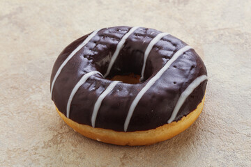 Glazed sweet tasty chocolate donut