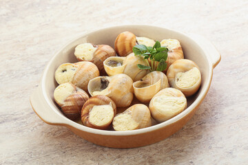 Delicous baked snail with butter - Escargot