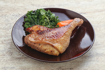 Roasted duck leg with orange sauce