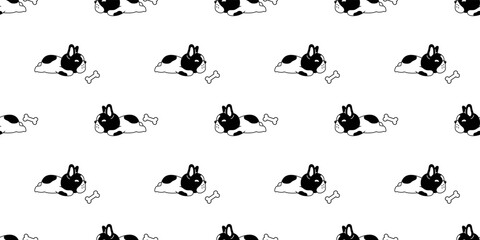 Obraz na płótnie Canvas dog seamless pattern french bulldog bone sleeping vector pet puppy breed cartoon scarf isolated tile background repeat wallpaper wrapping paper doodle illustration design