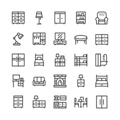 Furniture line icons. Outline symbols. Vector line icons set