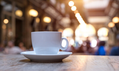 coffee cup on the table, close up