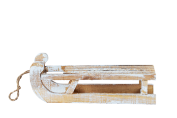 Old wooden sleigh isolated on white stock image