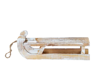 Fotobehang Old wooden sleigh isolated on white stock image © Eugenia