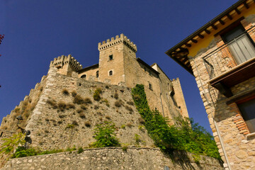 Fototapeta na wymiar Borgo e castello di Collalto Sabino. Rieti, Lazio. Uno dei borghi medeivali più belli d'Italia