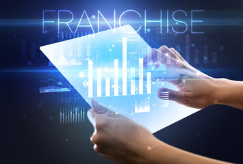 Hand holding futuristic, business concept