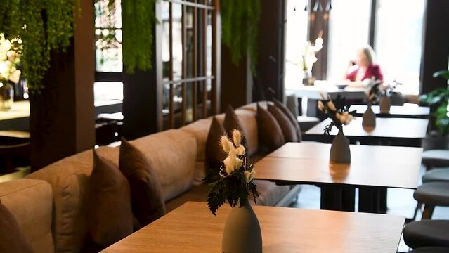 Cozy interior of a cafe for a quick lunch