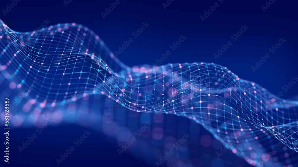 Aufkleber abstract futuristic wave. flow of particles. big data transfer visualization. 3d rendering.