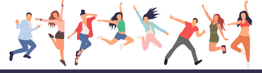 jumping people in flat style vector