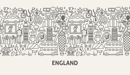 England Banner Concept. Vector Illustration of Outline Design.