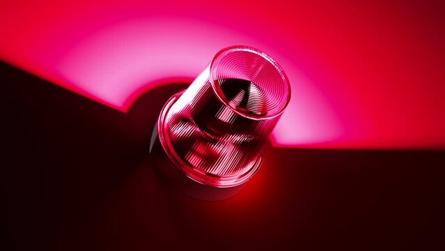 3d render, looping animation of a spinning red flashing light. Emergency alarm flasher rotating