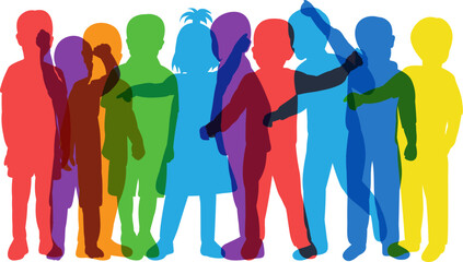Fototapeta premium silhouette many children on white background vector