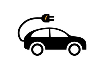 Electric car icon. Environmentally friendly vehicle concept. Isolated vector illustration.