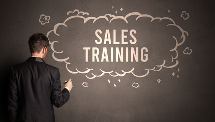 businessman drawing a cloud with inscription