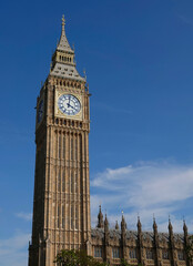 Fototapeta na wymiar Elizabeth Tower, known as Big Ben, rising above the Houses of Parliament in London, UK. 