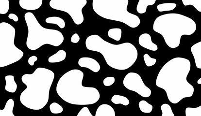 Cowhide Seamless Pattern. Animal fur striped texture. Black and White Background for Prints and Banners