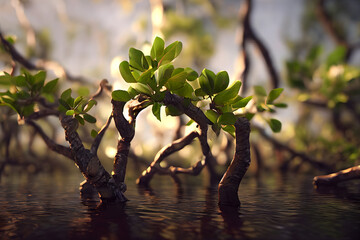 Rooted mangrove