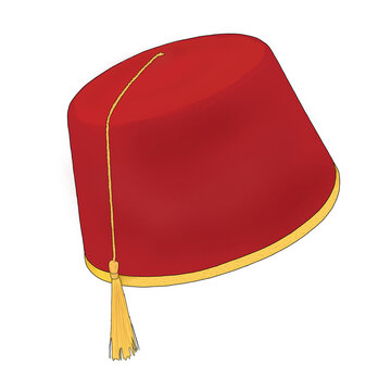 Red Tarboosh Hat Hand Drawn Stock Illustration | Adobe Stock