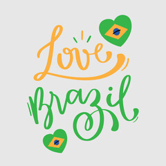 Naklejka premium Love Brazil Hand Lettering Calligraphy. Vector.