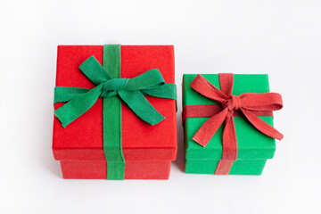 Modern happy new year background. Abstract concept. Party surprise decoration. White background isolated. Box day present new on white background. 