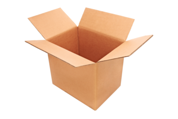 Top view of an open empty cardboard box