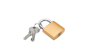 Closed padlock and keys