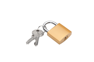 Closed padlock and keys