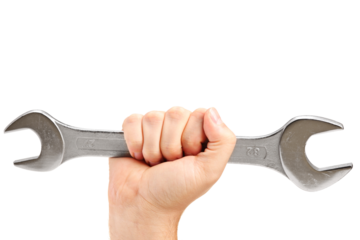 Hand holding a wrench