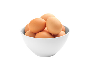 Many eggs in a porcelain bowl
