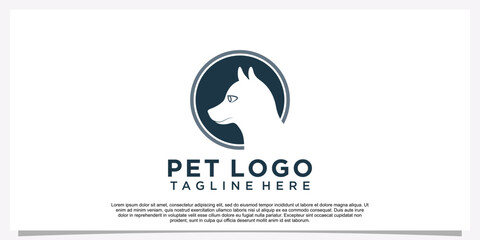 Pet logo design template pet icon simple concept Premium Vector