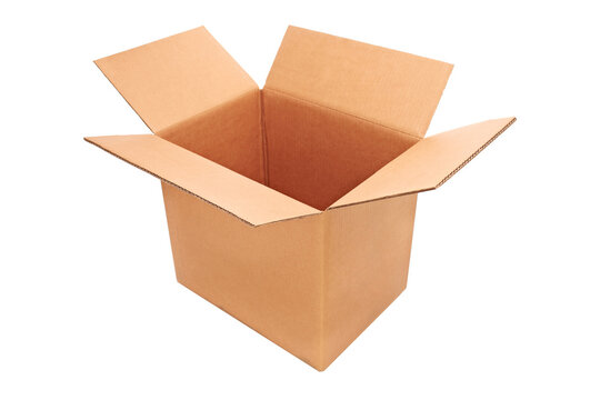 Top view of an open empty cardboard box
