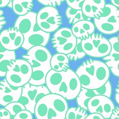 Cartoon doodle seamless Halloween skulls pattern for wrapping paper and clothes print and kids accessories