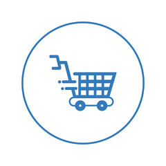 Supermarket shopping cart basket icon | Circle version icon |