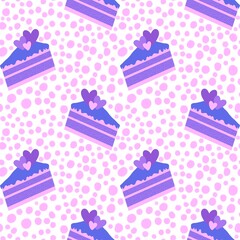 Valentines hearts seamless birthday cake pattern for wrapping paper and kids clothes print and festive