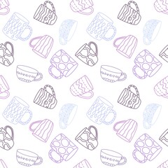 Cartoon color cups seamless pattern for wrapping and kids clothes print and accessories and menu and kitchen textiles