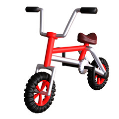 3d render illustration of a red bicycle isolated on white background