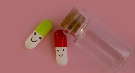 Pills on a colored background