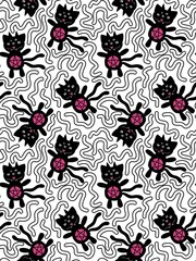 Halloween black cats seamless monsters pattern for wrapping and kids clothes print and accessories and fabrics