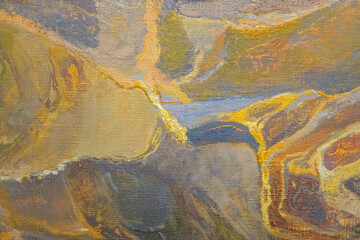Detail of an oil painting on canvas with the texture of brush strokes.