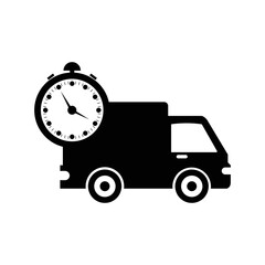 Schedule delivery transport truck icon | Black Vector illustration |