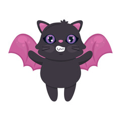 halloween cat with bat wings