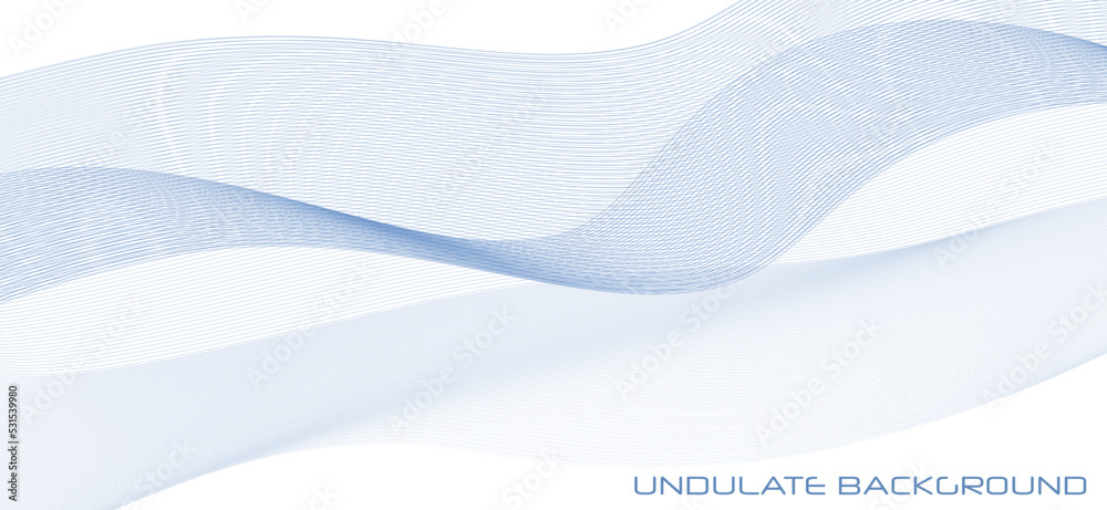 Poster Undulated bluish background with thin wavy lines. Subtle pattern