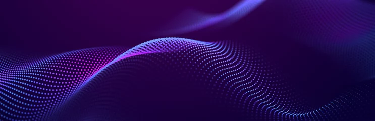 Fototapete Rund Particle stream. Purple background with many glowing particles. Information technology background. 3d rendering. © Ginger Hamster
