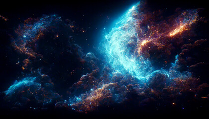 Fototapeta na wymiar Universe filled with stars, deep space nebula and galaxy 3d generation
