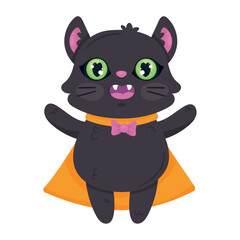 halloween cat with dracula cape