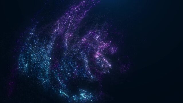 Big data visualization. Abstract dynamic particles. Animated dot funnel. 4k animation. 3d rendering.