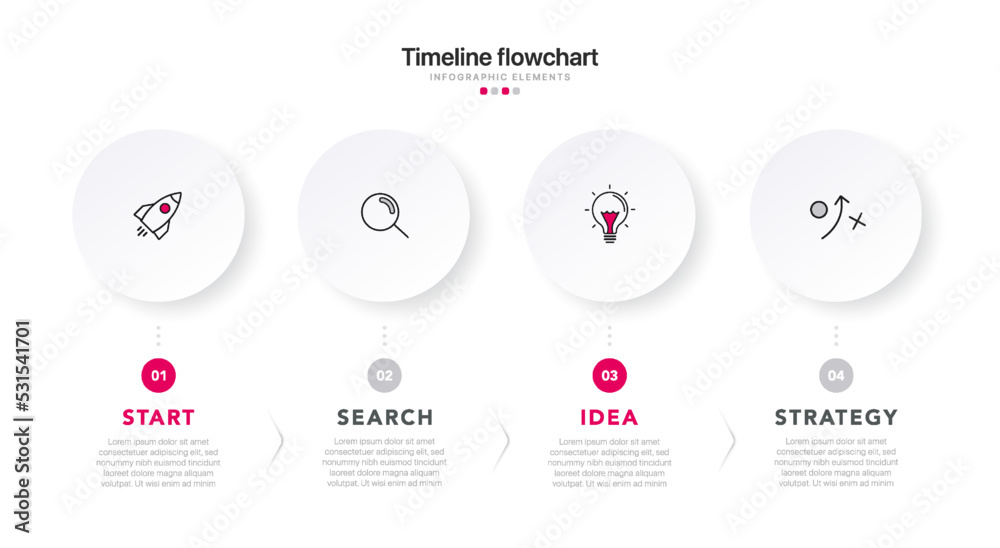 Aufkleber timeline infographic design with 4 options or steps. infographics for business concept. can be used 