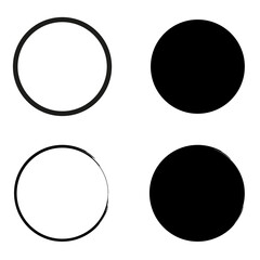 Line art brush circles. Coffee pattern. Round frame set. Round shape. Stains from a cup of coffee. Vector illustration. Stock image.