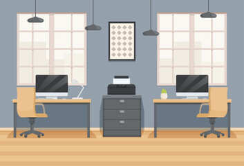 office interior with jobs in the city, vector illustration